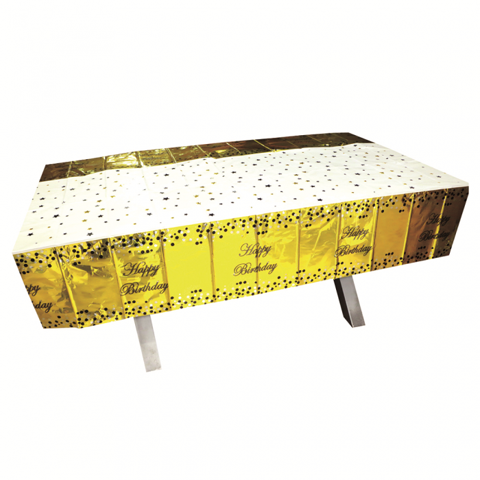 Fata de masa pentru petrecere ' Happy Birthday ' 183 x 137 cm 2260-12auriu [3]