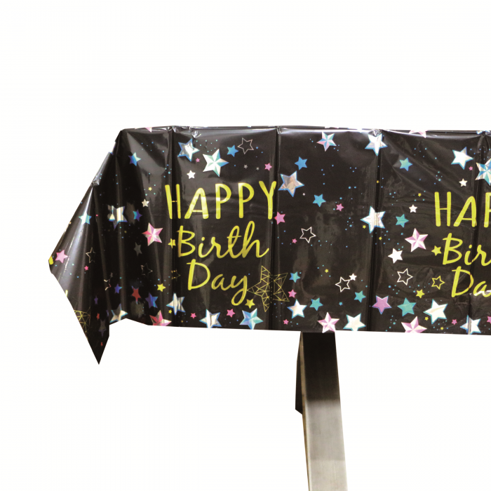 Fata de masa pentru petrecere ' Happy Birthday ' 183 x 137 cm 2260-13negru [2]