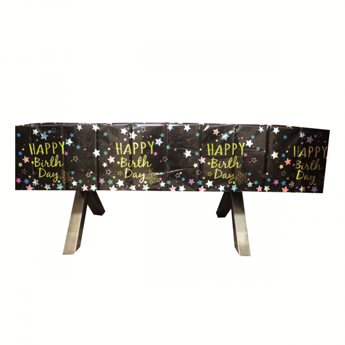 Fata de masa pentru petrecere ' Happy Birthday ' 183 x 137 cm 2260-13negru [1]