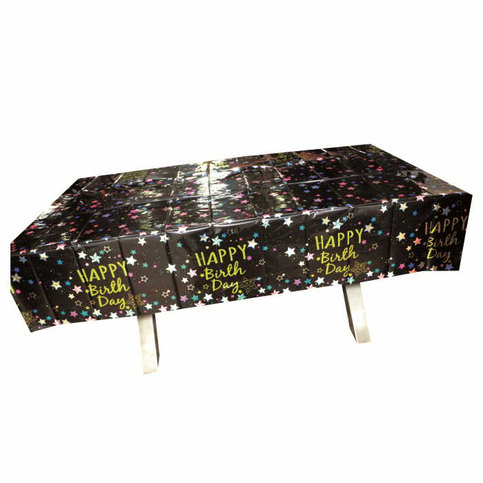 Fata de masa pentru petrecere ' Happy Birthday ' 183 x 137 cm 2260-13negru [3]