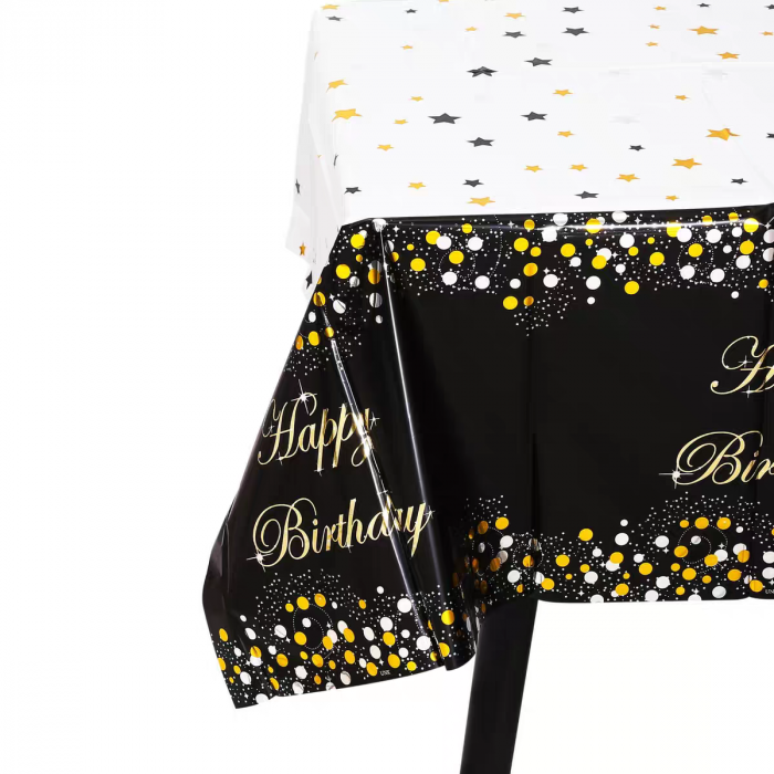 Fata de masa pentru petrecere ' Happy Birthday ' 183 x 137 cm 2260-12negru [1]