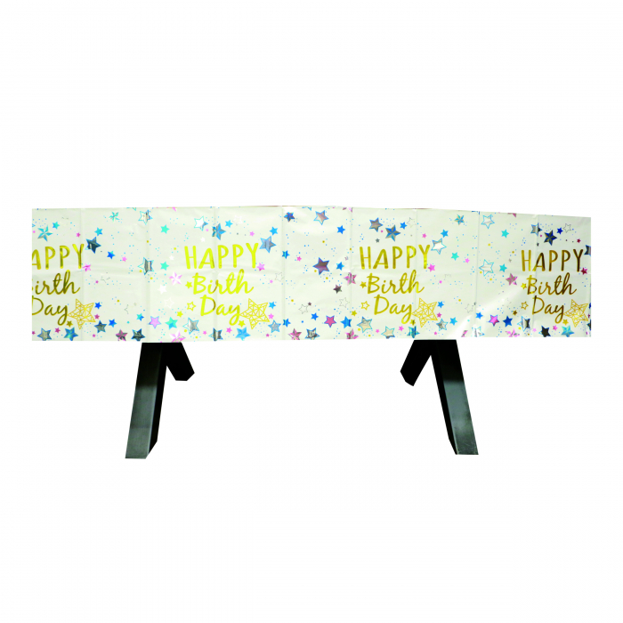 Fata de masa pentru petrecere ' Happy Birthday ' 183 x 137 cm 2260-13alb [1]