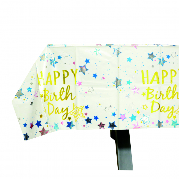Fata de masa pentru petrecere ' Happy Birthday ' 183 x 137 cm 2260-13alb [2]