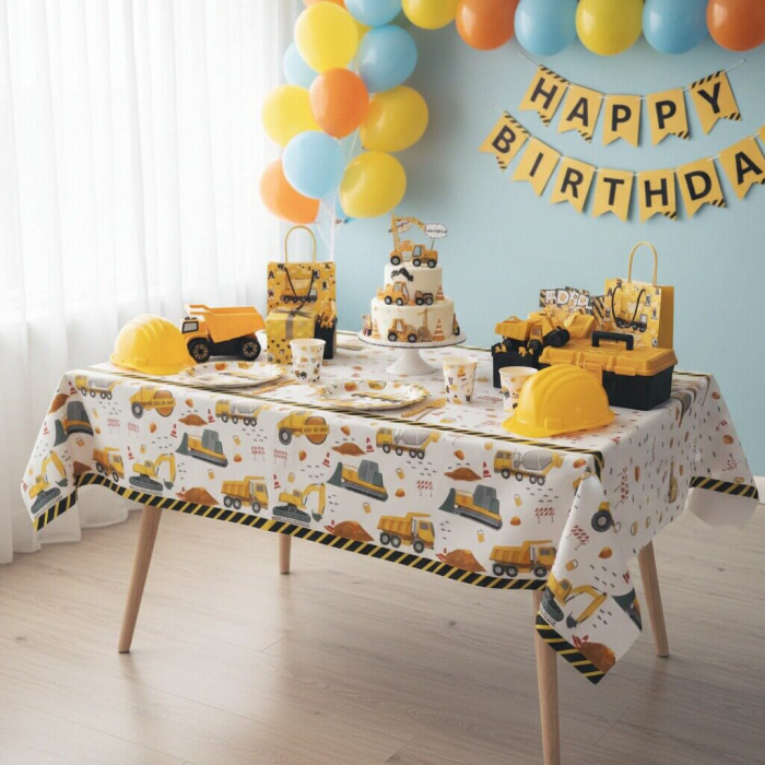 Fata de masa tematica pentru petrecere, model Constructii 183 x 137 cm 2260-2604 [2]