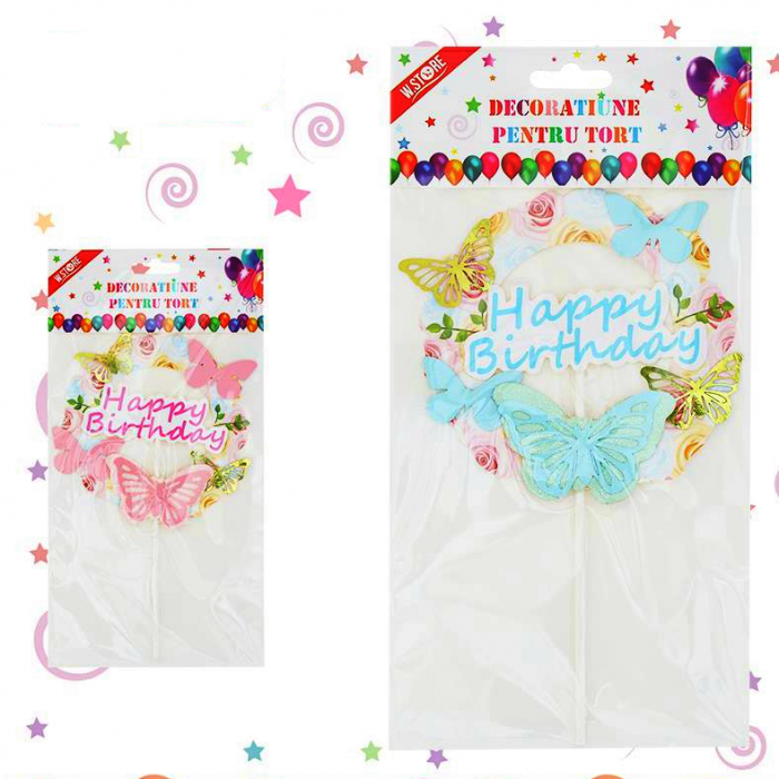 Decoratiune pentru tort ' Happy Birthday ' 20 cm 058481 [1]