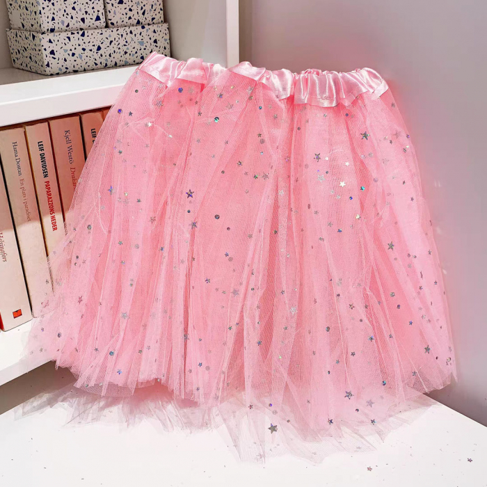 Fusta tutu balerina cu paiete stelute, din Tul MAS-002roz [2]