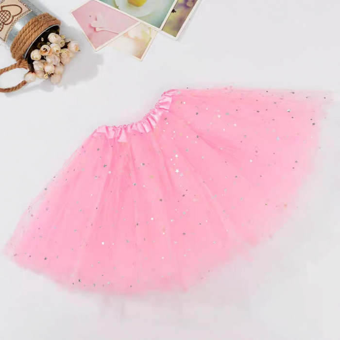 Fusta tutu balerina cu paiete stelute, din Tul MAS-002roz [3]