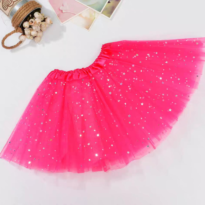 Fusta tutu balerina cu paiete stelute, din Tul MAS-002fucsia [5]