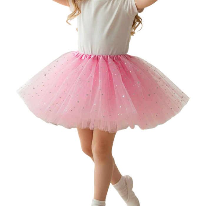 Fusta tutu balerina cu paiete stelute, din Tul MAS-002roz [4]