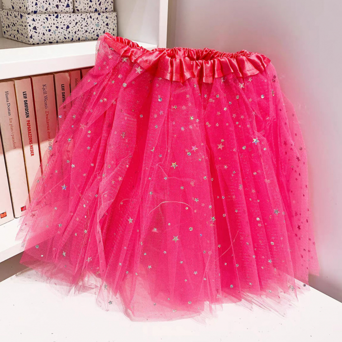 Fusta tutu balerina cu paiete stelute, din Tul MAS-002fucsia [2]