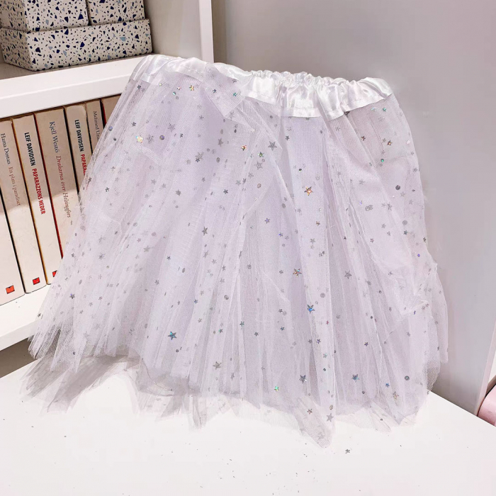 Fusta tutu balerina cu paiete stelute, din Tul MAS-002alb [2]