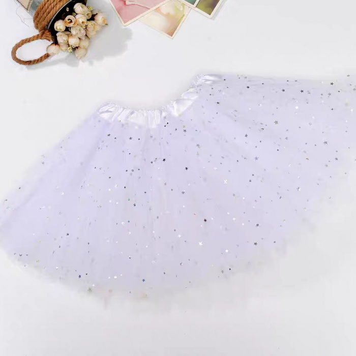 Fusta tutu balerina cu paiete stelute, din Tul MAS-002alb [3]