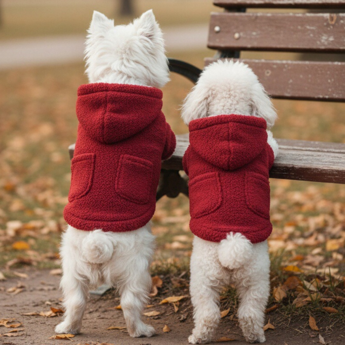 Geaca flausata cu gluga XINA2114visiniu [5]