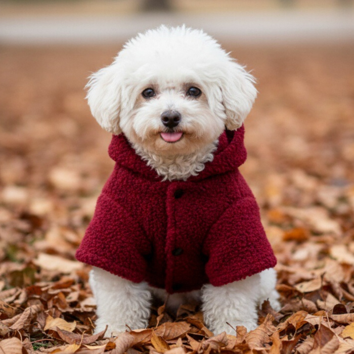 Geaca flausata cu gluga XINA2114visiniu [4]