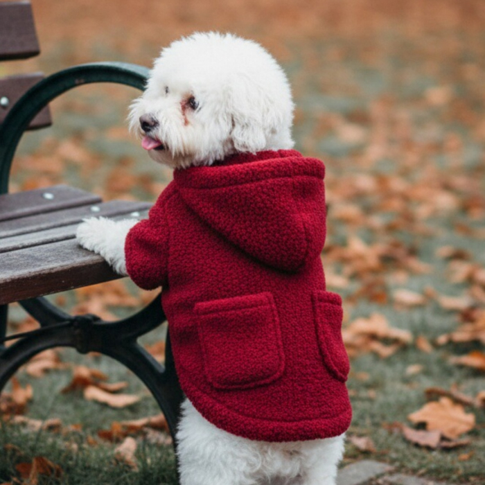 Geaca flausata cu gluga XINA2114visiniu [1]