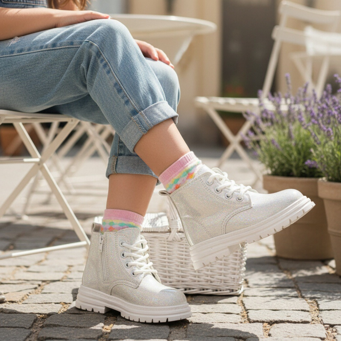 Ghete cu aspect stralucitor XA-125alb [2]