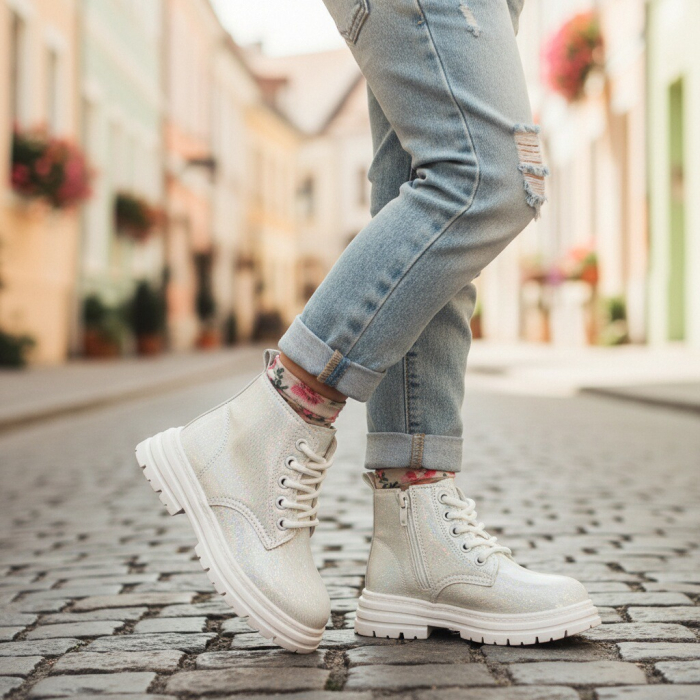 Ghete cu aspect stralucitor XA-125alb [4]