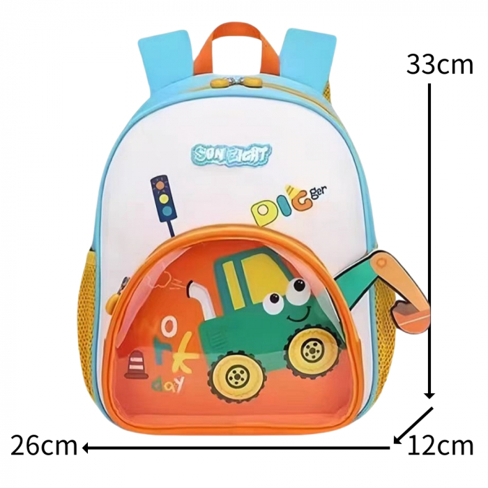 Ghiozdan 3D pentru gradinita sau scoala, model Constructii ZY-22179portocaliu [2]