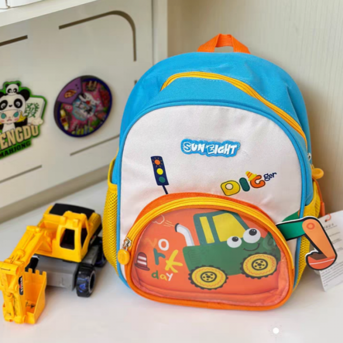 Ghiozdan 3D pentru gradinita sau scoala, model Constructii ZY-22179portocaliu [5]