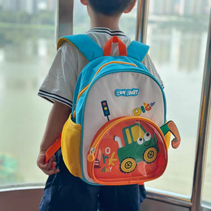 Ghiozdan 3D pentru gradinita sau scoala, model Constructii ZY-22179portocaliu [3]