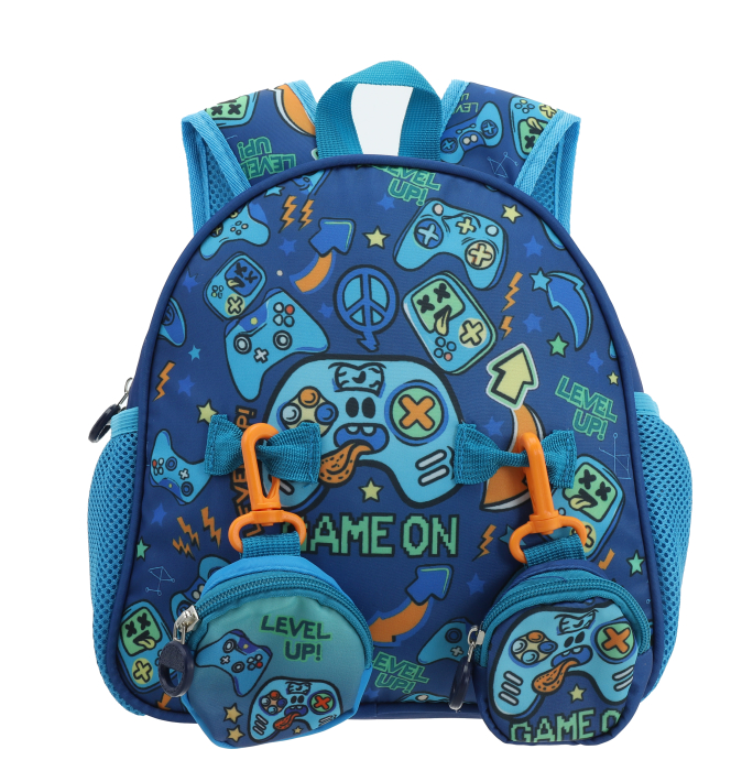 Ghiozdan pentru gradinita sau scoala cu doua pusculite atasate ZY-25127albastru [6]