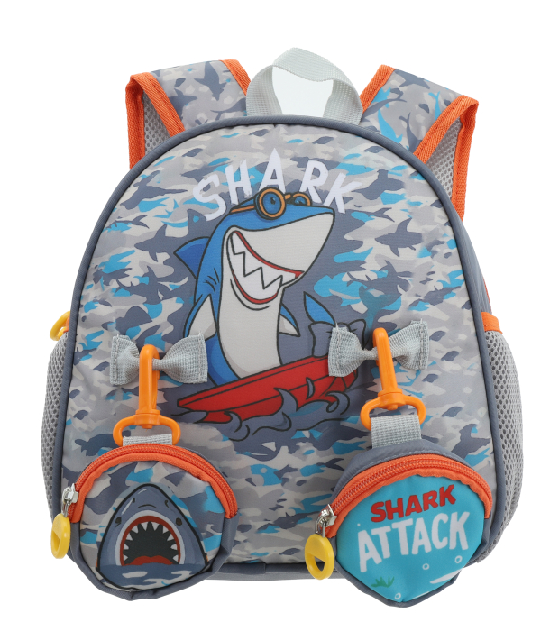 Ghiozdan pentru gradinita sau scoala cu doua pusculite atasate ZY-25127gri [5]