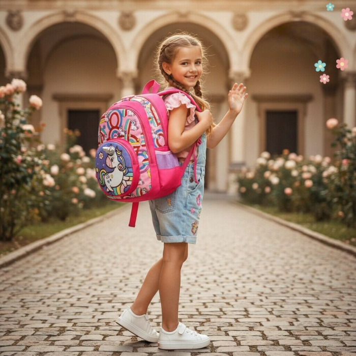 Ghiozdan pentru gradinita sau scoala, model Unicorn ZY-2545-1fucsia [9]