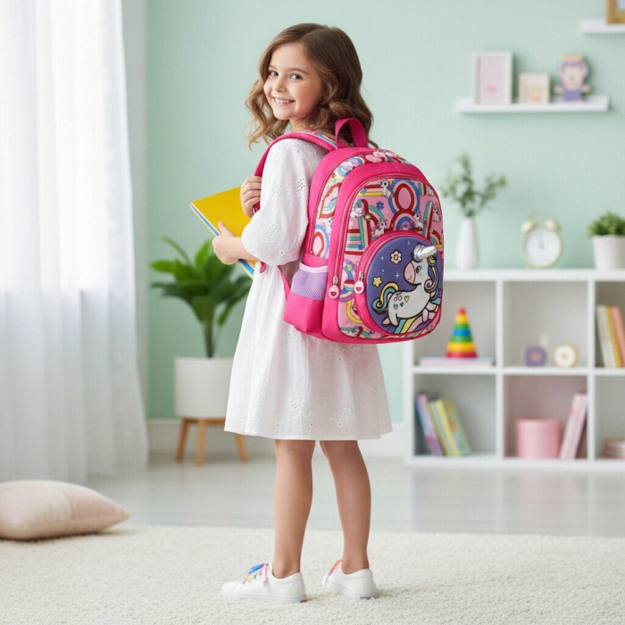 Ghiozdan pentru gradinita sau scoala, model Unicorn ZY-2545-1fucsia [7]