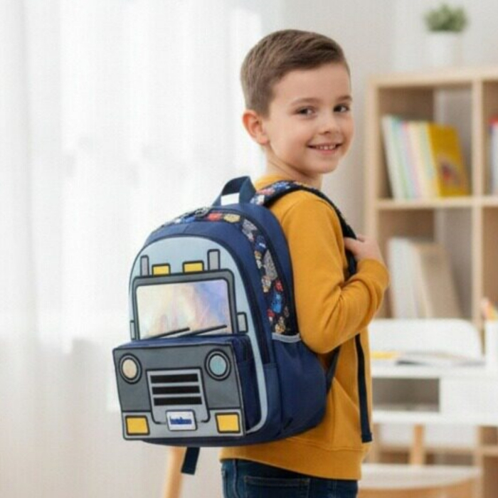 Ghiozdan pentru gradinita sau scoala, model Masina ZY-2545-1bleumarin/masina [6]