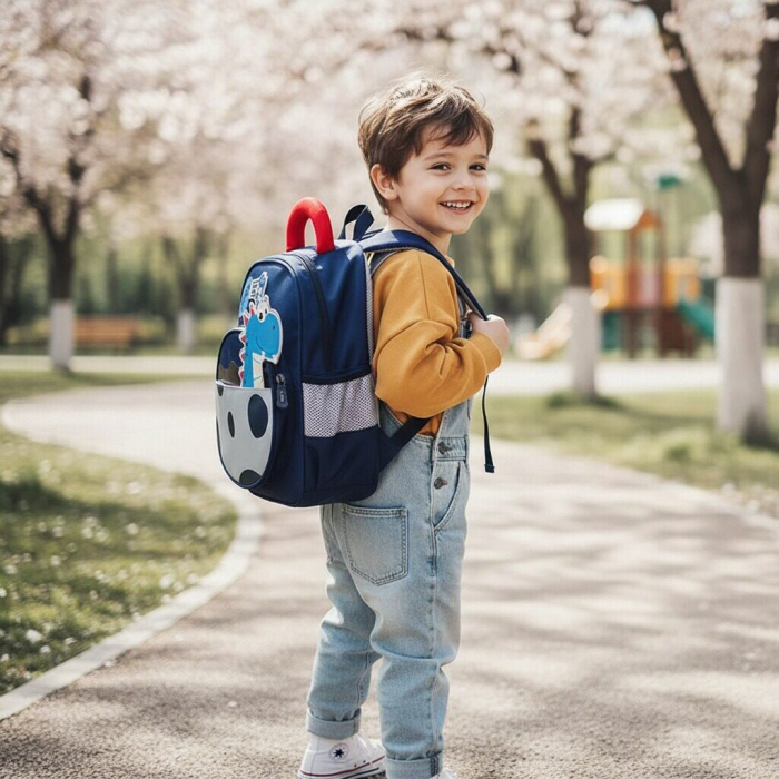 Ghiozdan pentru gradinita sau scoala, model Dinozaur ZY-25124bleumarin [2]