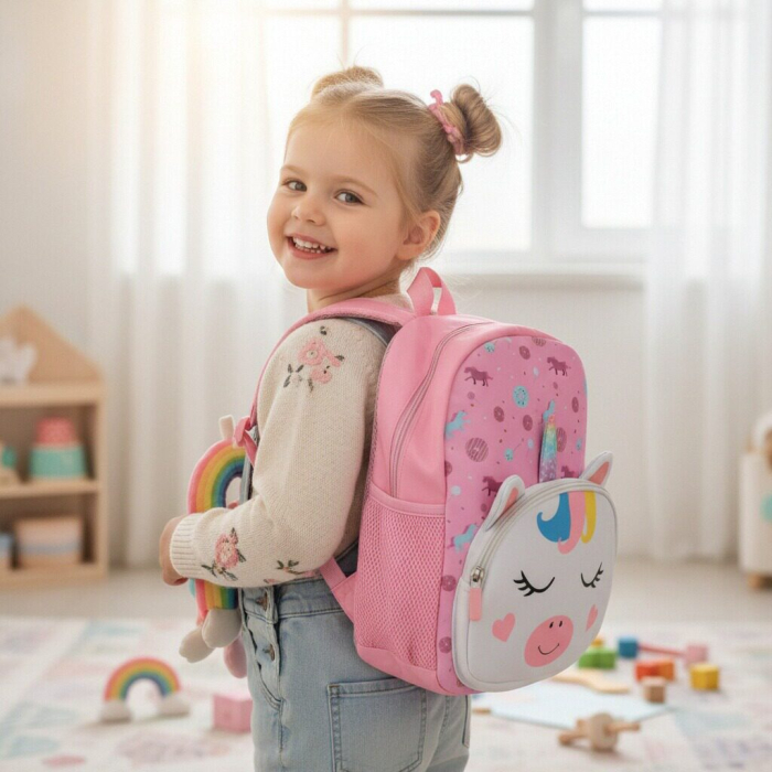 Ghiozdan pentru gradinita sau scoala, model Unicorn ZY-25128roz [7]