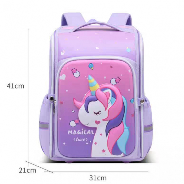 Ghiozdan 3D pentru scoala impermeabil, model Unicorn ZY-558mov [2]