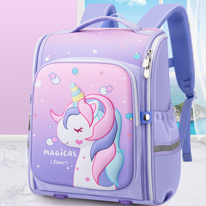 Ghiozdan 3D pentru scoala impermeabil, model Unicorn ZY-558mov [3]