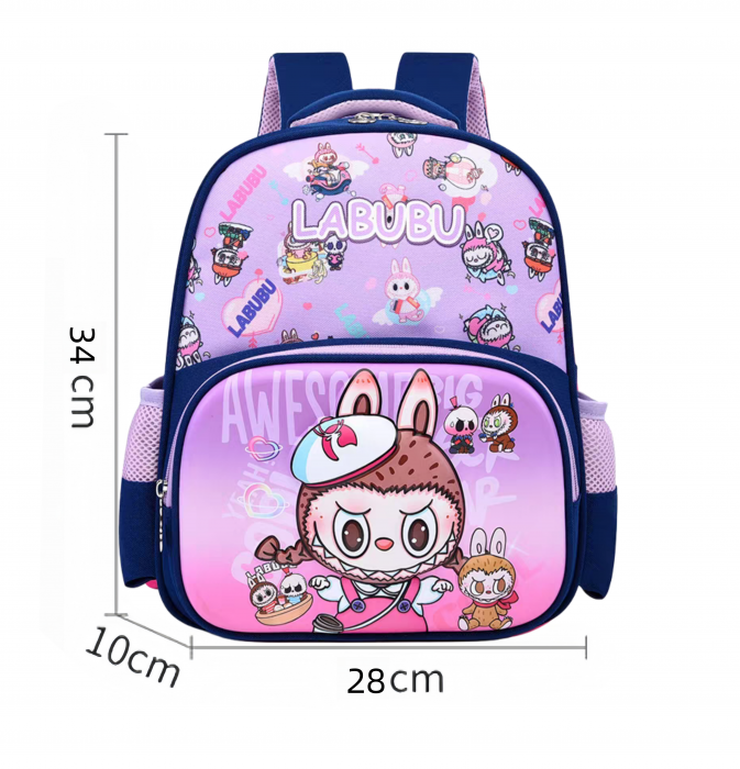 Ghiozdan pentru scoala, model desene animate Labubu ZY-0251mov/bleumarin [2]