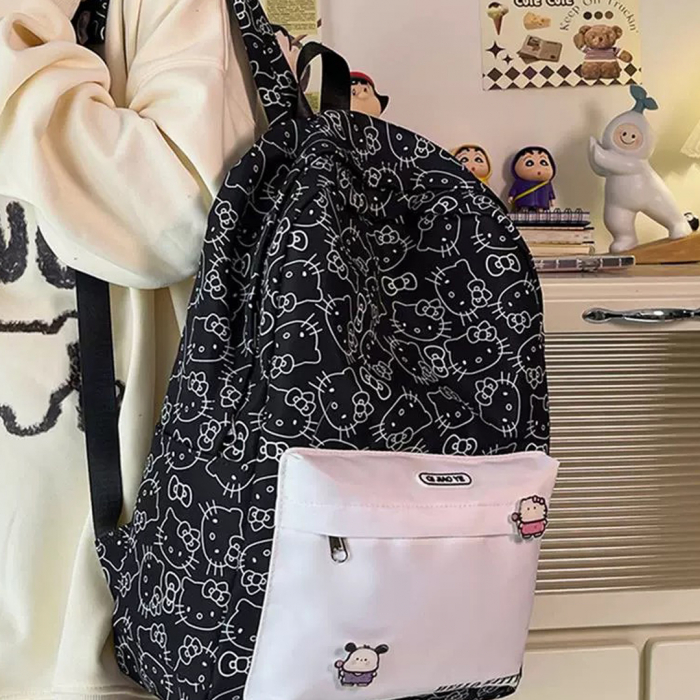 Ghiozdan/rucsac cu Hello Kitty pentru scoala sau calatorii ZY-8618negru [7]