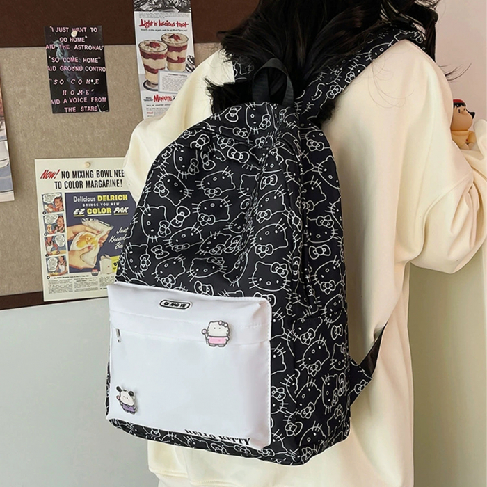 Ghiozdan/rucsac cu Hello Kitty pentru scoala sau calatorii ZY-8618negru [9]