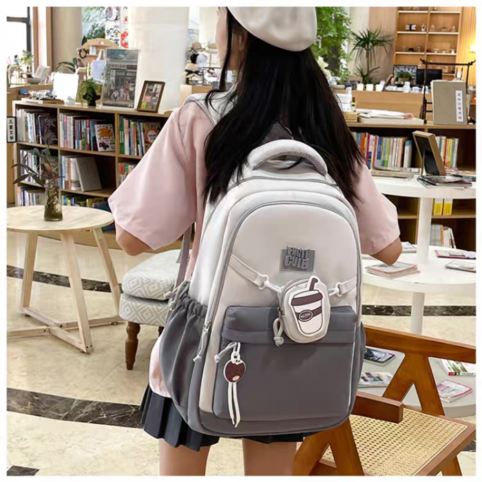 Ghiozdan/rucsac pentru scoala sau calatorii cu accesoriu pusculita ZY-2543gri [9]