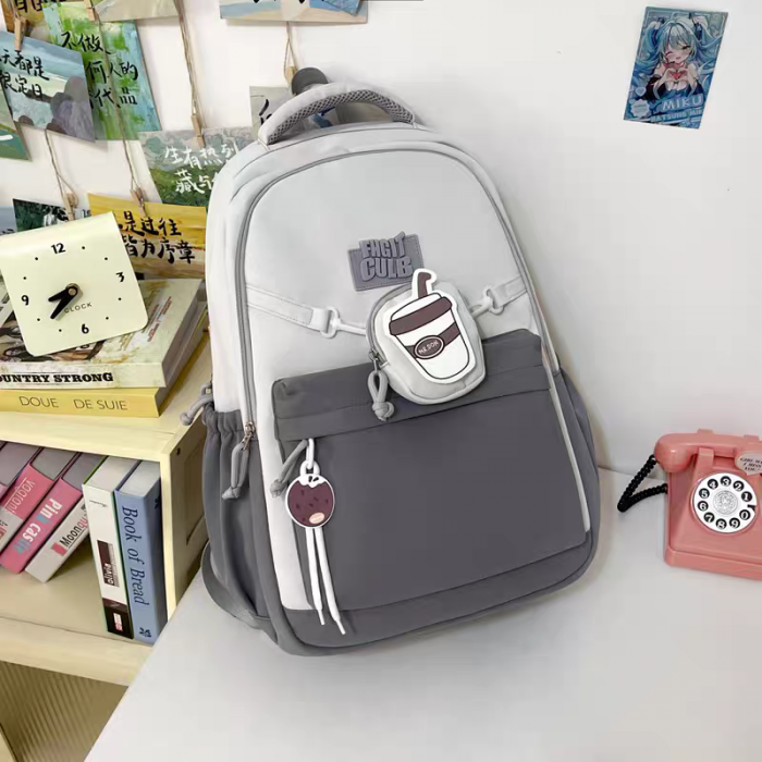 Ghiozdan/rucsac pentru scoala sau calatorii cu accesoriu pusculita ZY-2543gri [7]