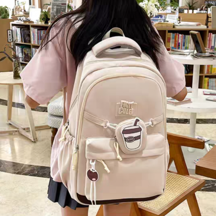 Ghiozdan/rucsac pentru scoala sau calatorii cu accesoriu pusculita ZY-2543bej [7]