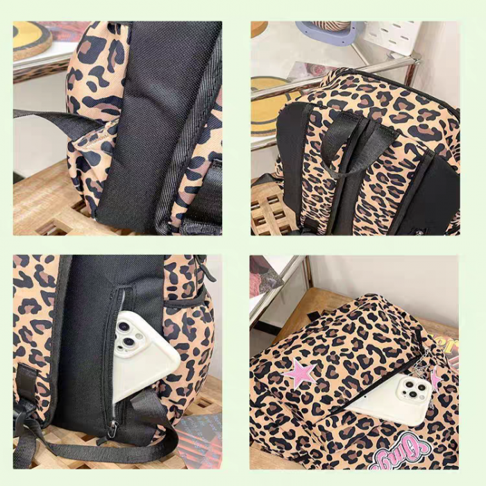 Ghiozdan/rucsac pentru scoala sau calatorii, print Leopard ZY-5503maro [6]