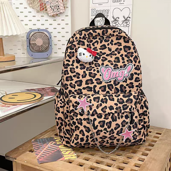Ghiozdan/rucsac pentru scoala sau calatorii, print Leopard ZY-5503maro [12]