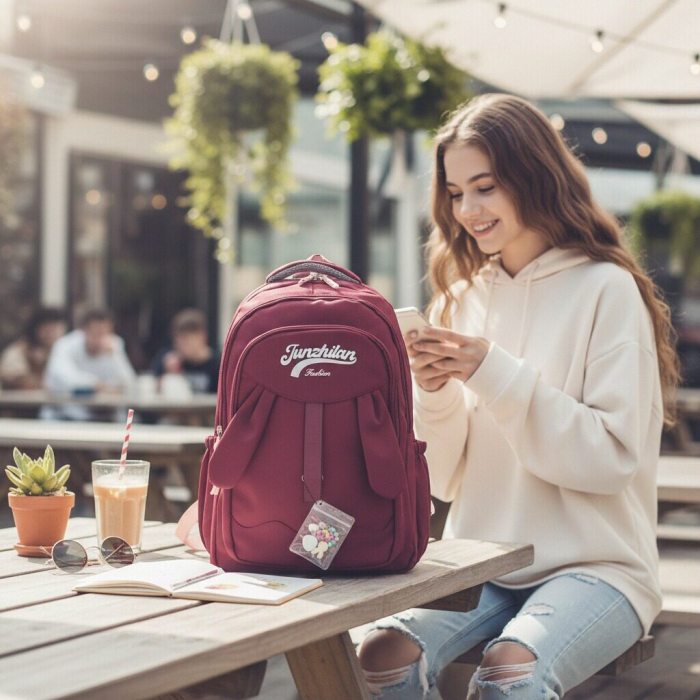 Ghiozdan/rucsac pentru scoala sau calatorii cu atasare la troler ZY-8817visiniu [8]