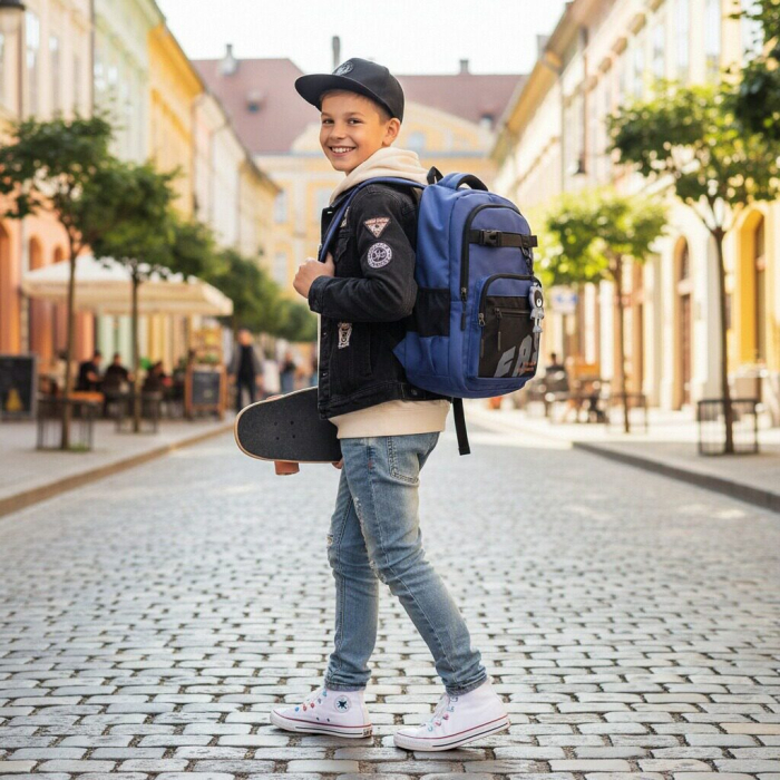 Ghiozdan/rucsac pentru scoala sau calatorii cu atasare la troler ZY-1057bleumarin [3]