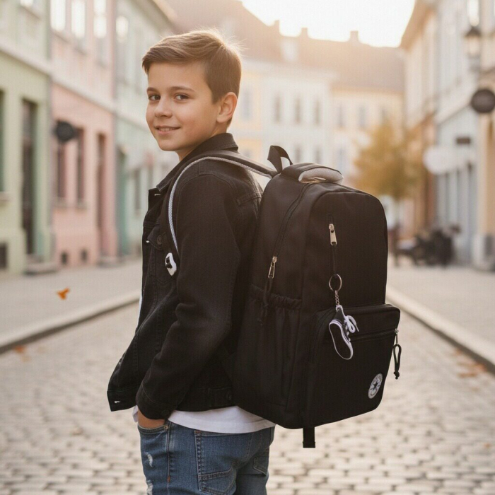 Ghiozdan/rucsac pentru scoala sau calatorii cu atasare la troler ZY-25125negru [4]