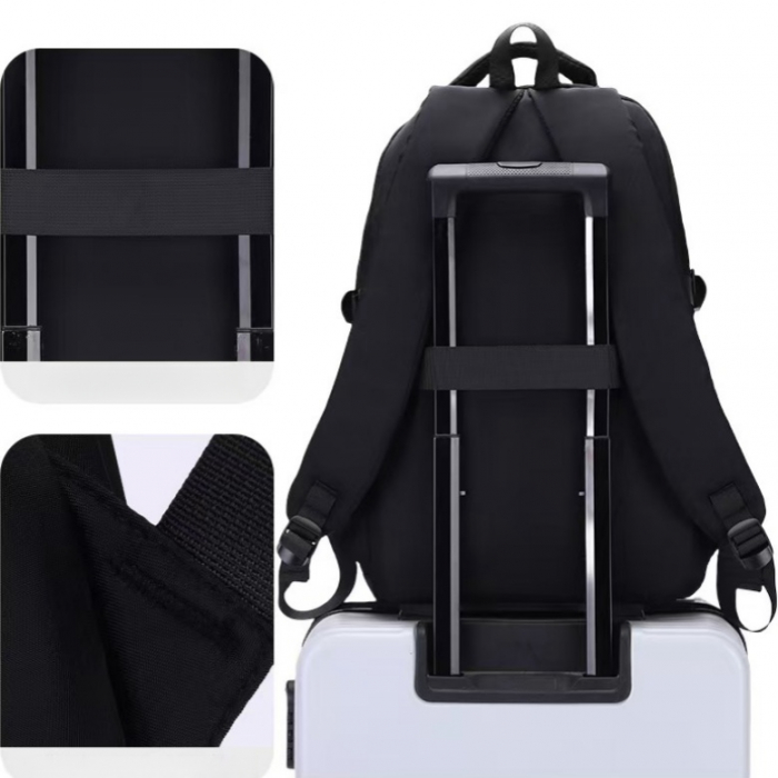 Ghiozdan/rucsac pentru scoala sau calatorii cu atasare la troler ZY-2904negru [6]