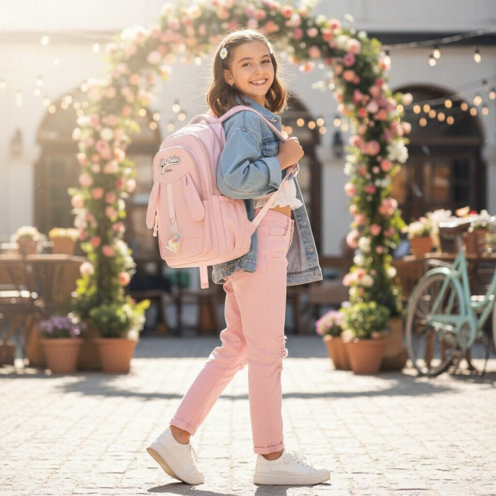 Ghiozdan/rucsac pentru scoala sau calatorii cu atasare la troler ZY-8817roz [4]