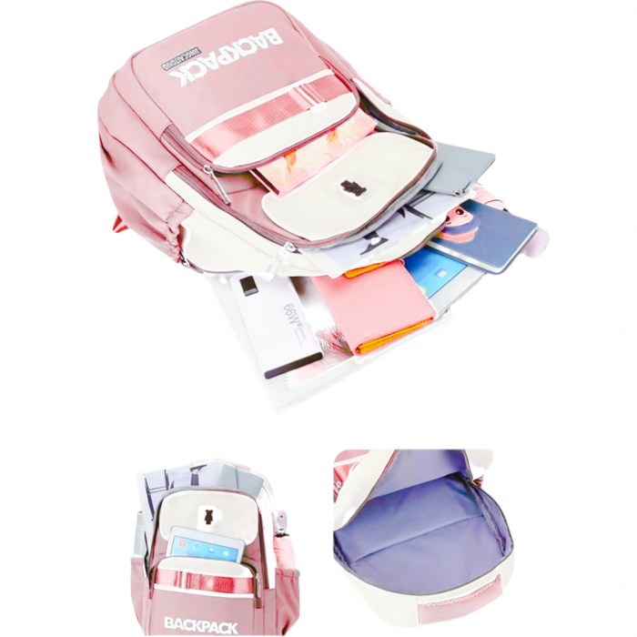 Ghiozdan/rucsac pentru scoala sau calatorii cu atasare la troler ZY-912roz [4]