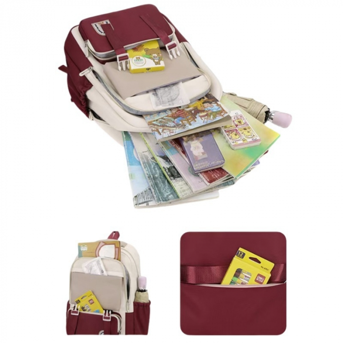 Ghiozdan/rucsac pentru scoala sau calatorii cu atasare la troler ZY-928visiniu [4]