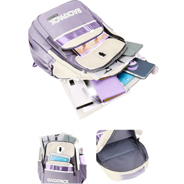 Ghiozdan/rucsac pentru scoala sau calatorii cu atasare la troler ZY-912mov [3]