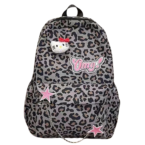 Ghiozdan/rucsac pentru scoala sau calatorii, print Leopard ZY-5503gri [1]